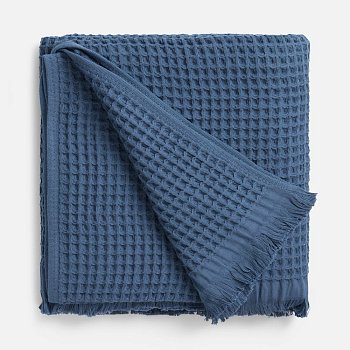 Плед вафельный Elenglect, темно-синий