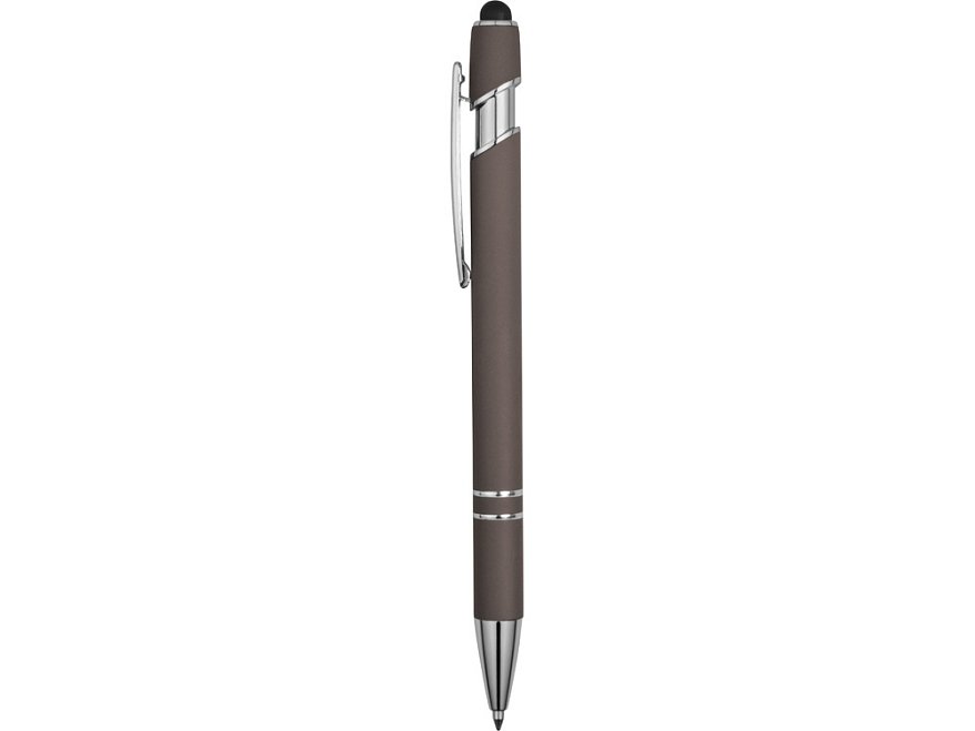 Ручка металлическая soft-touch шариковая со стилусом Sway, серый/серебристый (P)