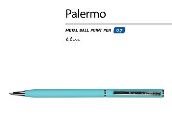 Ручка Palermo шариковая  автоматическая, бирюзовый металлический корпус, 0,7 мм, синяя