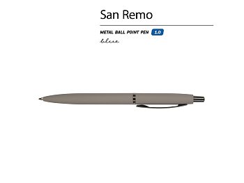Ручка металлическая шариковая San Remo, софт-тач, 1.0 мм, серый