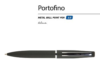 Ручка металлическая шариковая Portofino, софт-тач, 1.0 мм, черный